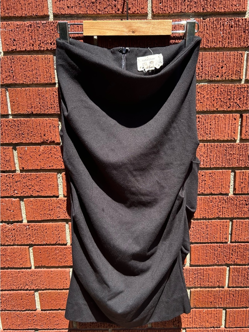 Nicole Miller Artelier Black Draped Midi Skirt – Size 8